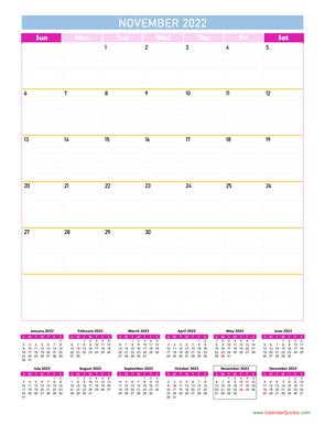 November Calendar 2022 Vertical