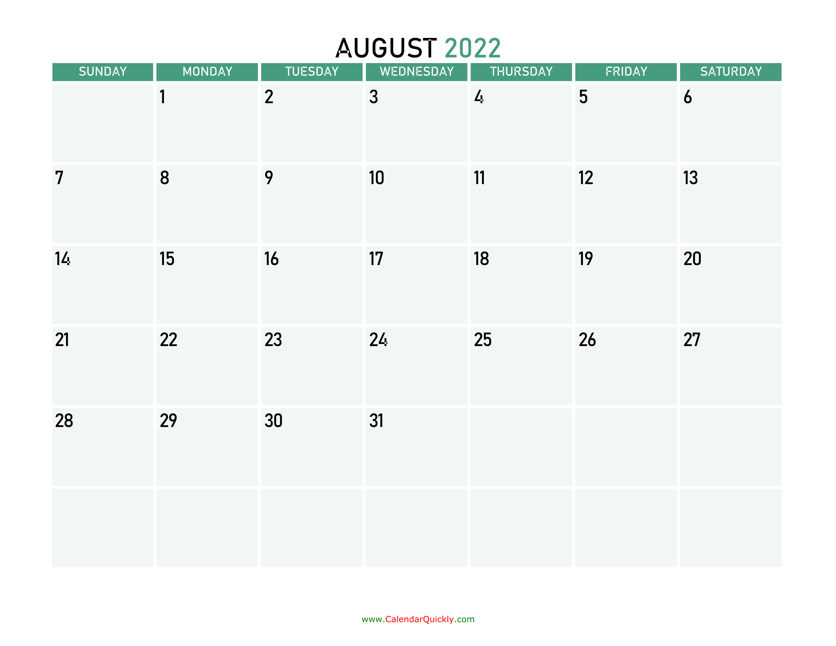 August 2022 Calendars Calendar Quickly August 2022 Calendars Calendar Quickly