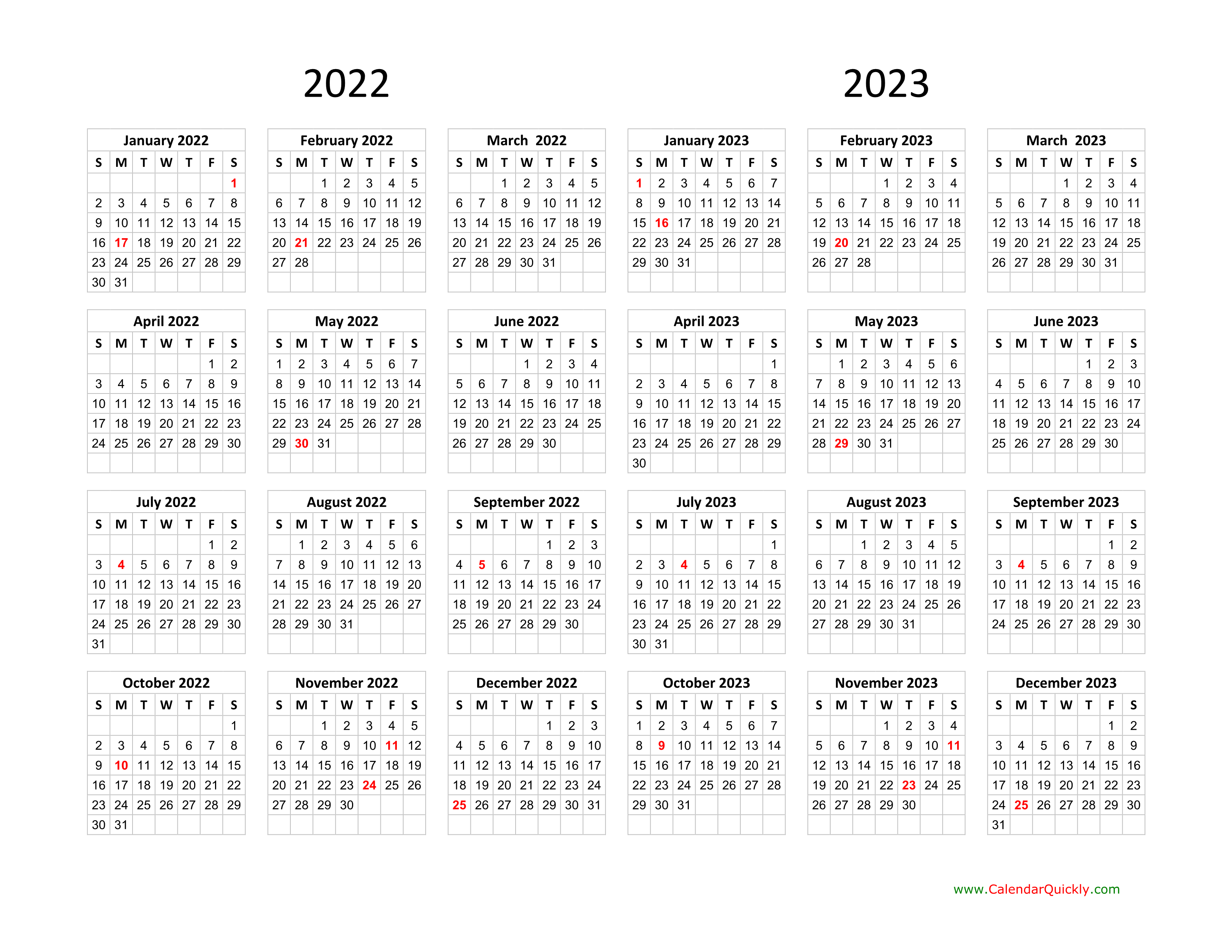 2022 Calendar 2023 Printable Pdf Free - IMAGESEE