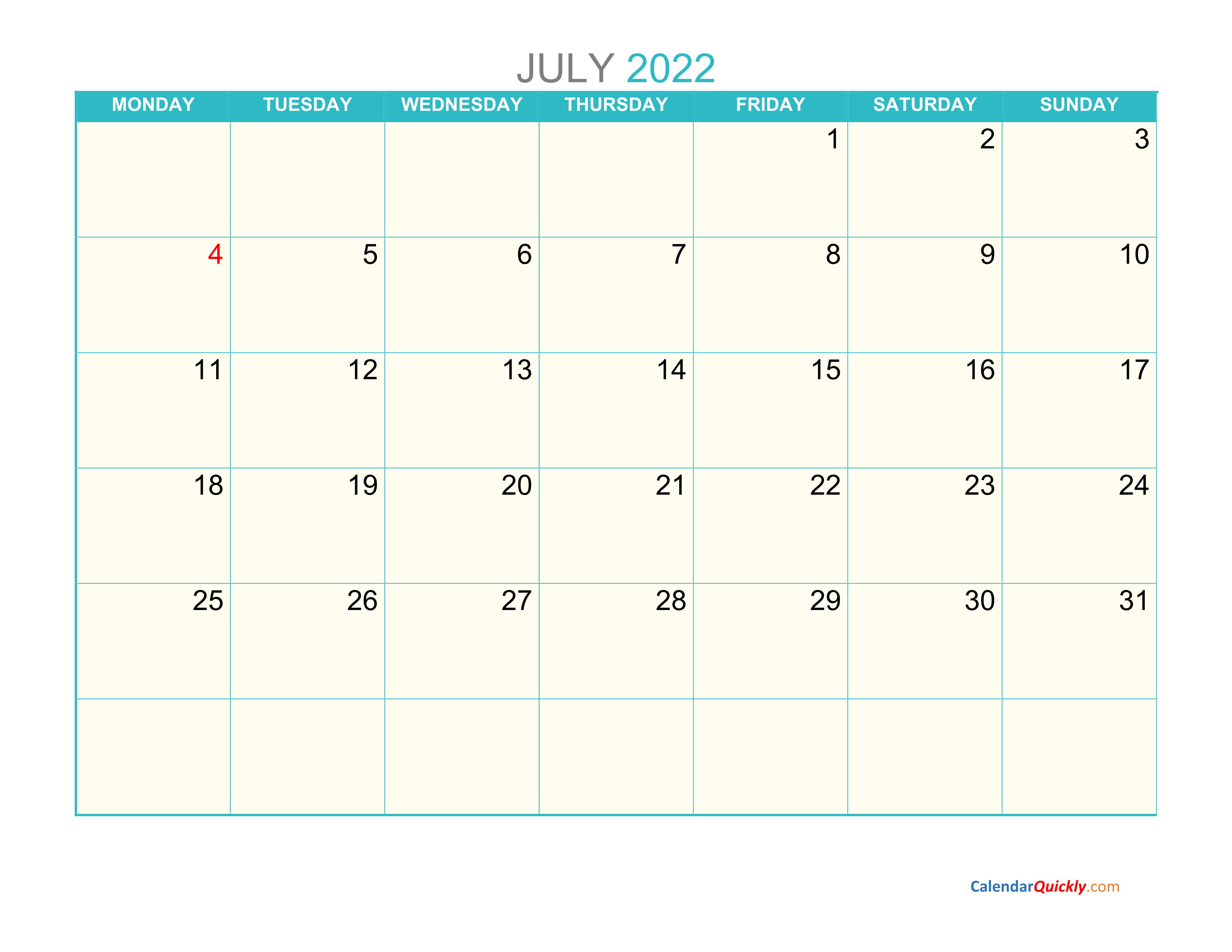 July 2021 Monday Calendar Monday To Sunday July 2019 Calendar Azul 