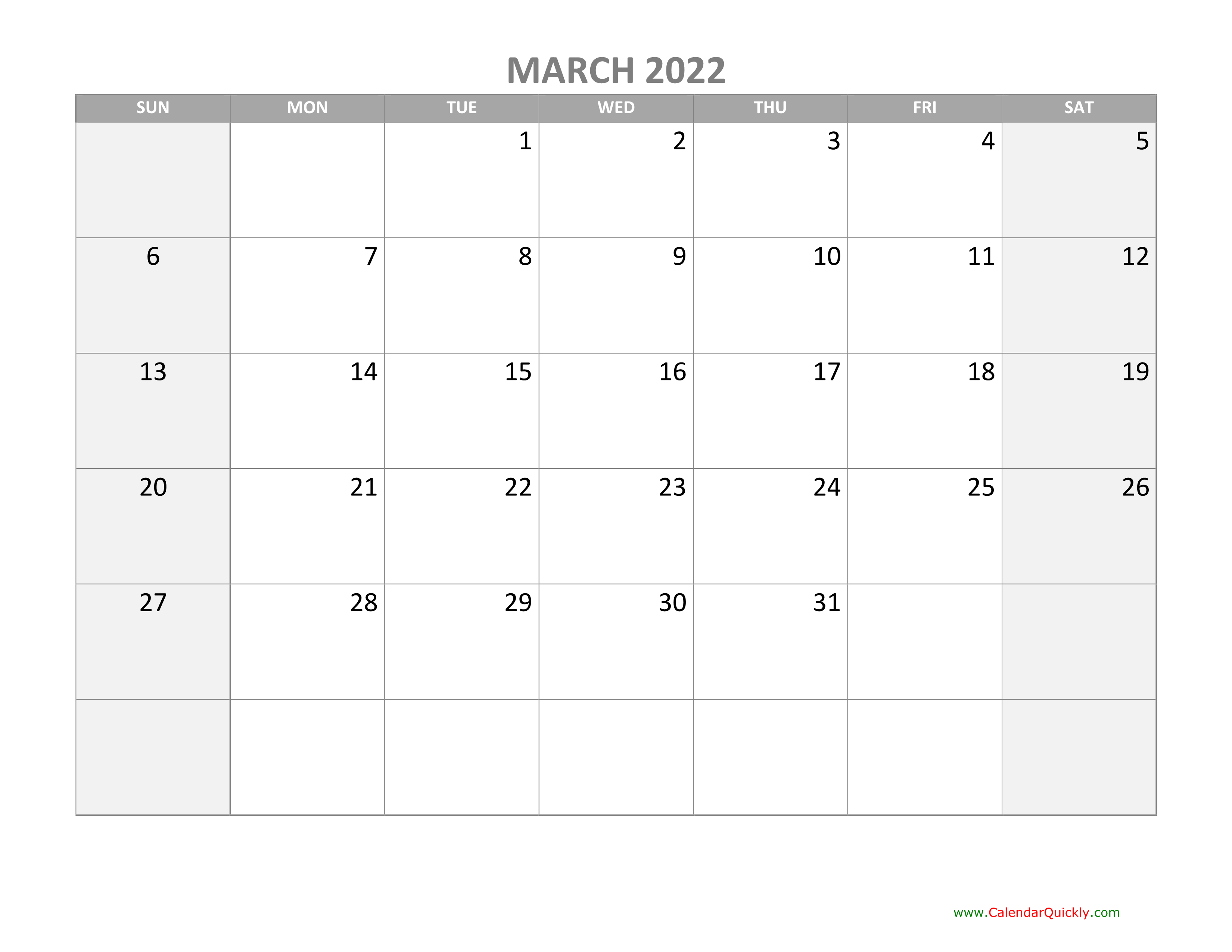 March Calendar 2022 With Holidays Calendar Quickly