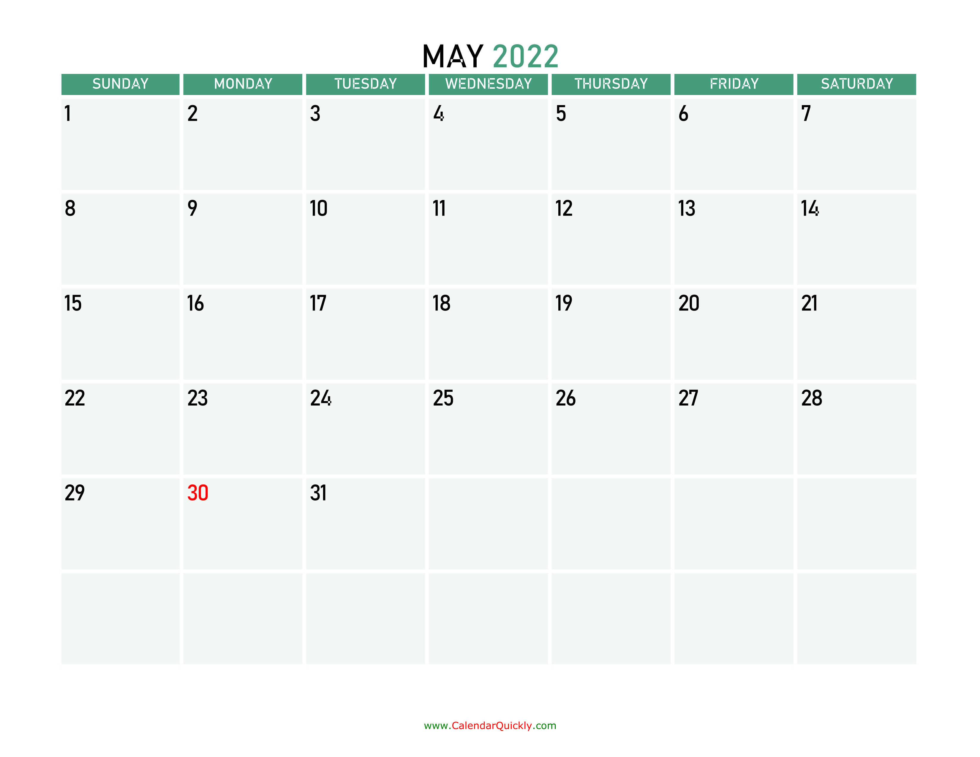 blank may 2022 calendar