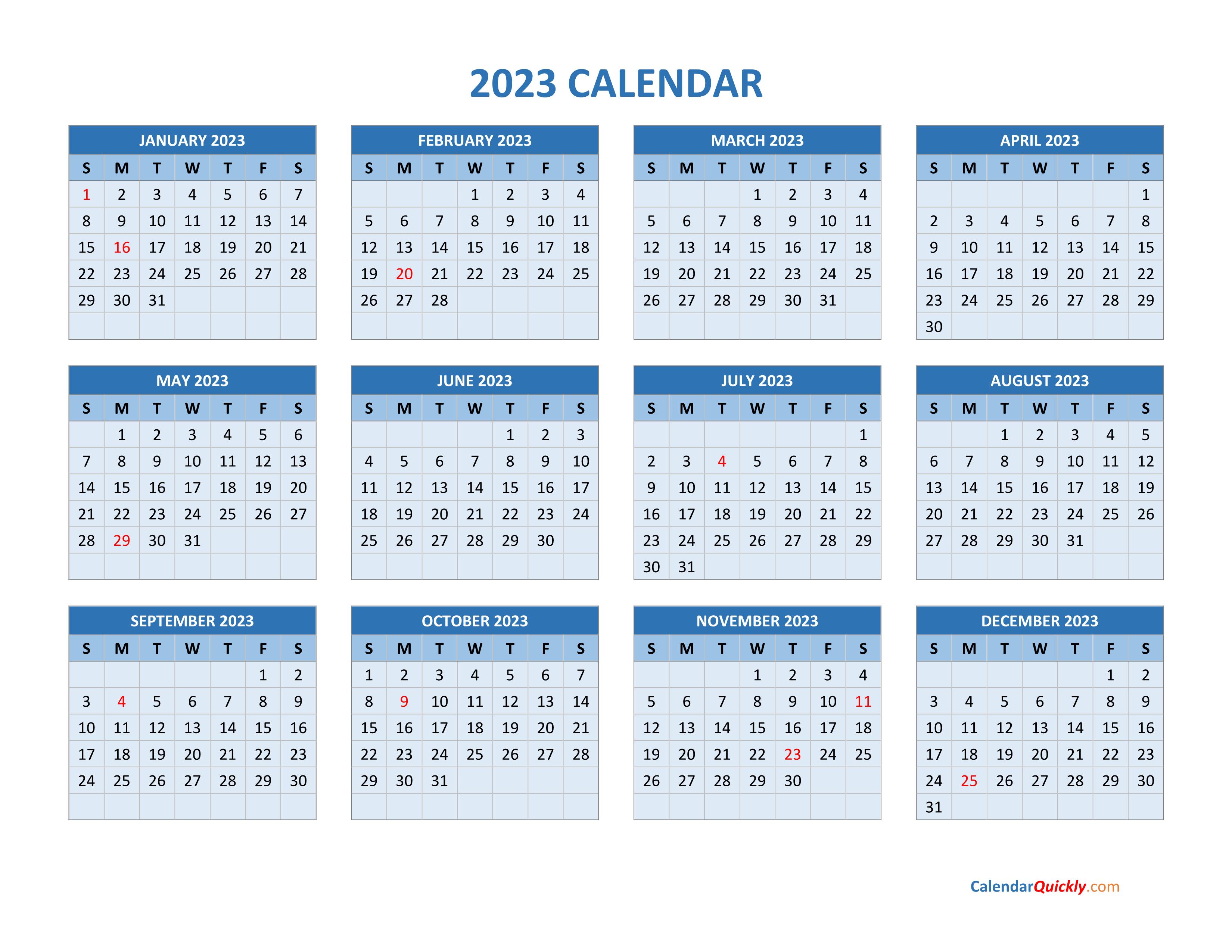 2023 Calendar | Calendar Quickly
