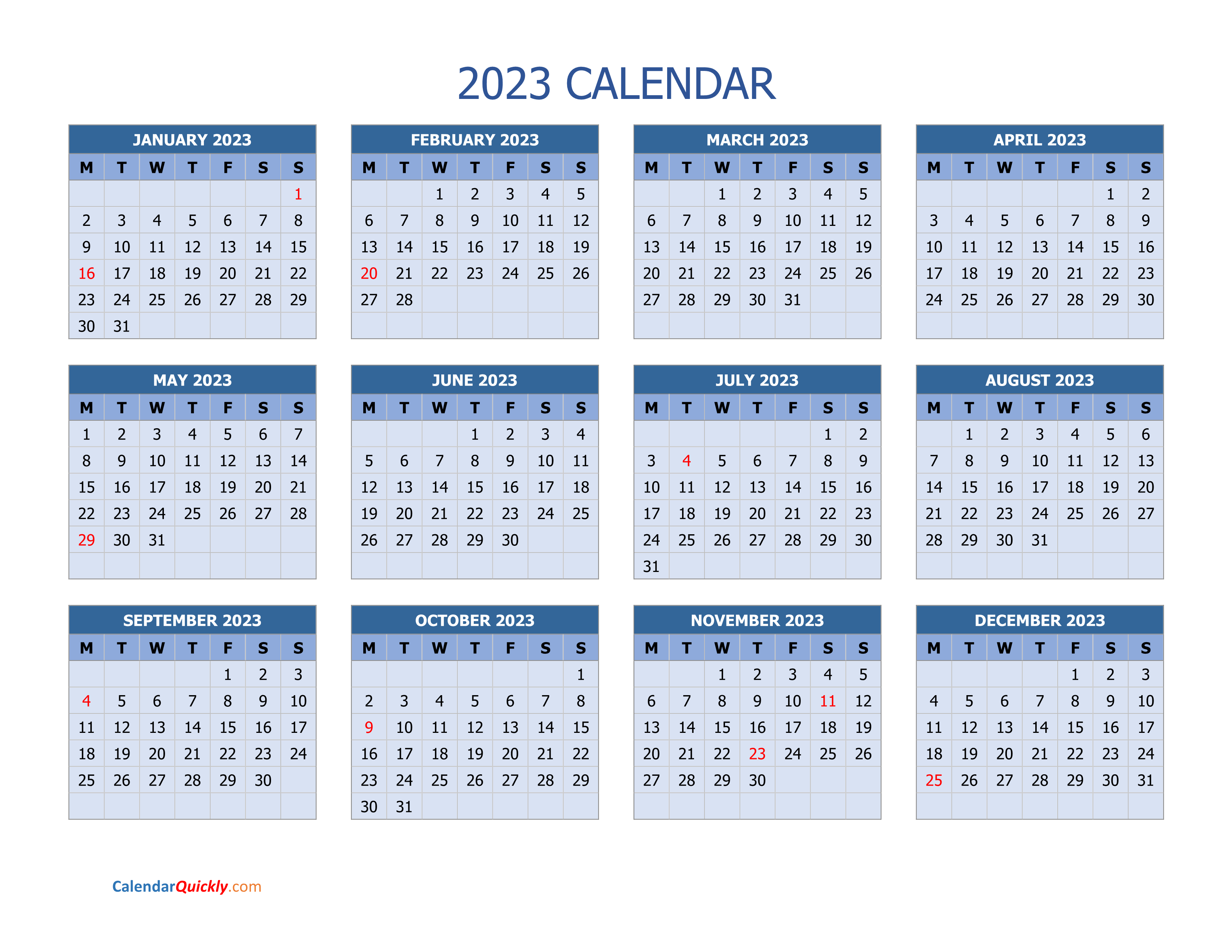 Free Printable Calendar 2023 2023