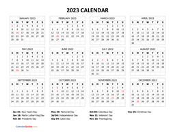 Year 2023 Calendars | Calendar Quickly