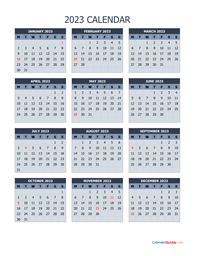 monday 2023 calendar horizontal calendar quickly