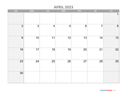 April Calendar 2023 with Holidays