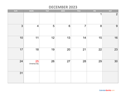 December Calendar 2023 Vertical | Calendar Quickly