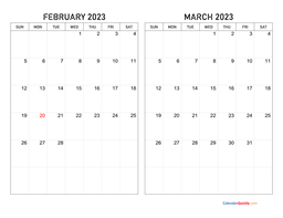 February and March 2023 Calendar