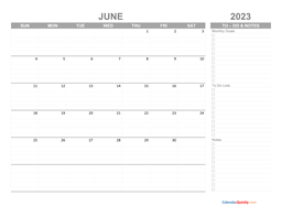 June 2023 Blank Calendar | Calendar Quickly