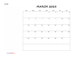 March 2023 Printable Calendar | Calendar Quickly