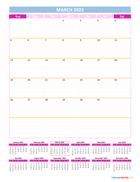 March Calendar 2023 Vertical