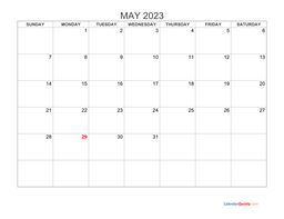 May 2023 Blank Calendar
