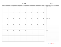 May 2023 Calendar with To-Do List