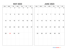 May and June 2023 Calendar