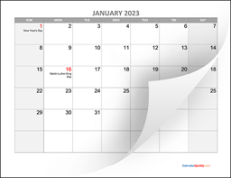 Monthly 2023 Calendar | Calendar Quickly