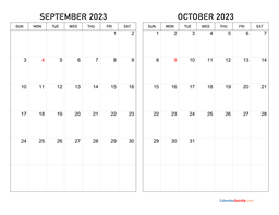 September and October 2023 Calendar
