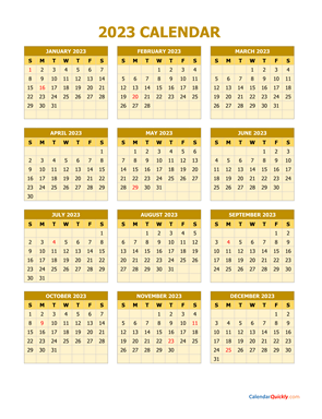2023 Calendar Vertical