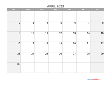 April Calendar 2023 with Holidays