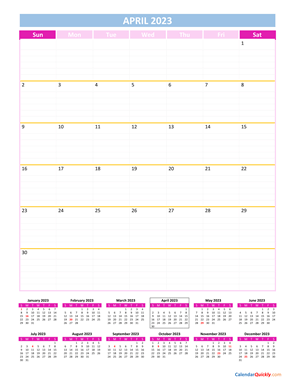 April Calendar 2023 Vertical