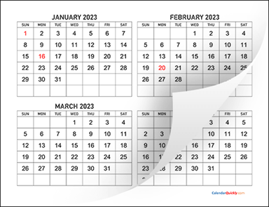 Four Months 2023 Calendar
