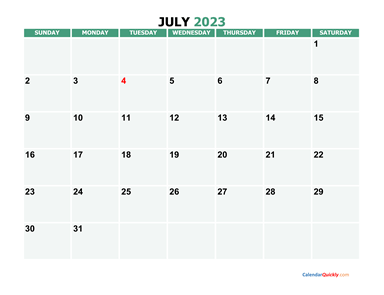 July 2023 Printable Calendar | Calendar Quickly