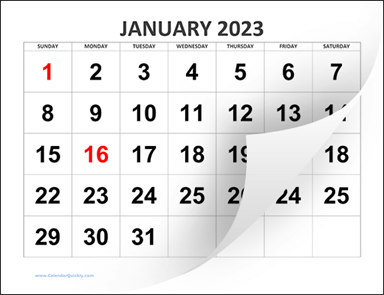Large Blank Calendar 2023