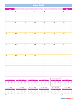 May Calendar 2023 Vertical