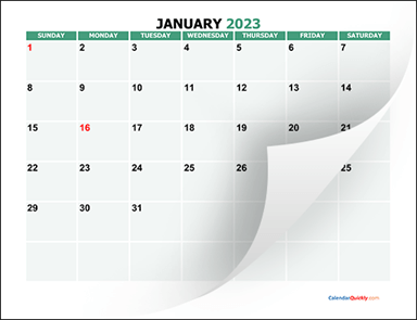 Monthly 2023 Printable Calendar