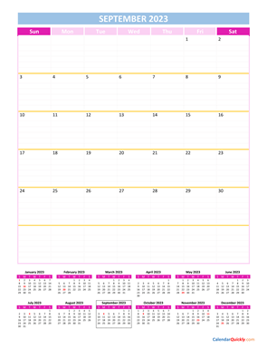 September Calendar 2023 Vertical