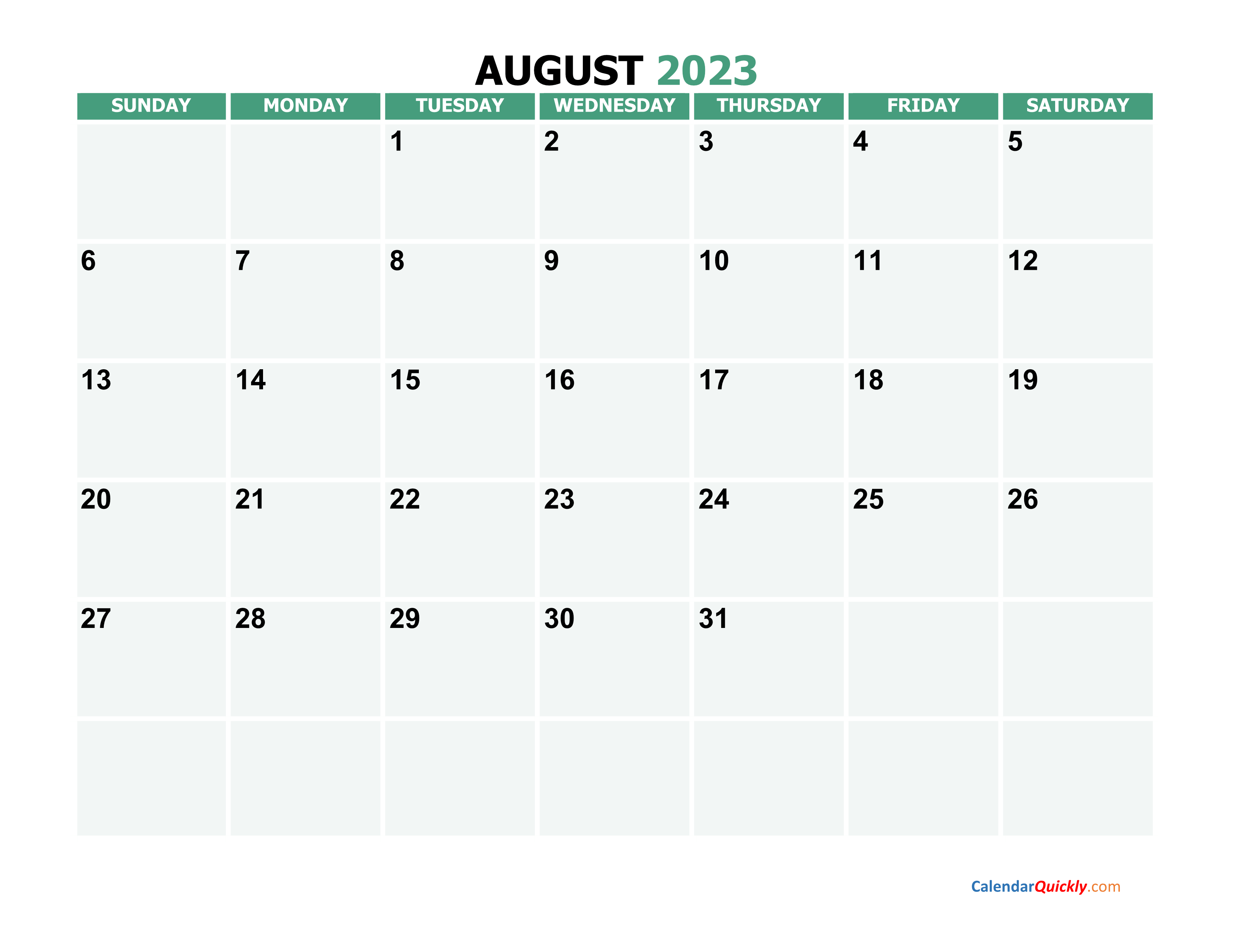August 2023 Calendars Calendar Quickly