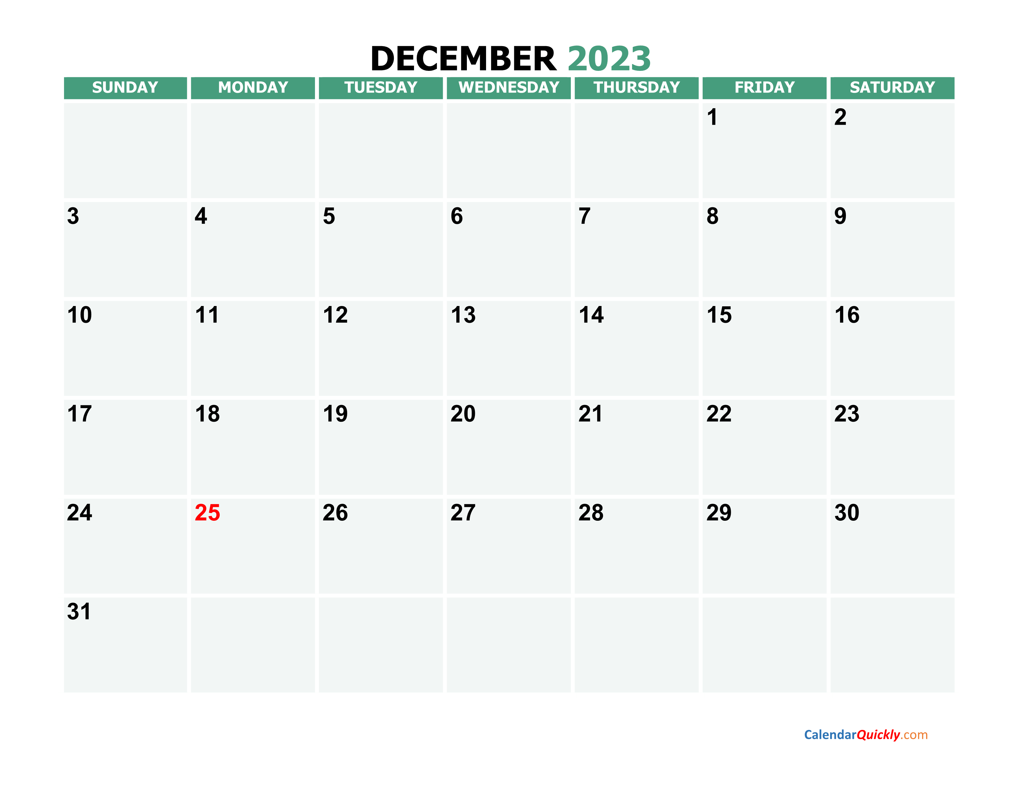 December 2023 Calendars | Calendar Quickly