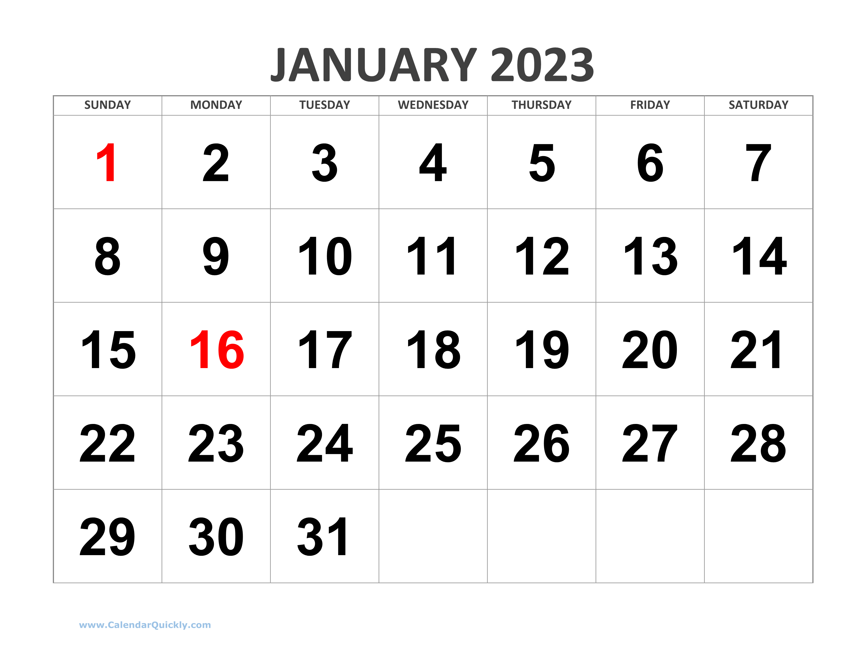 Large Blank Calendar 2023 Calendar Quickly