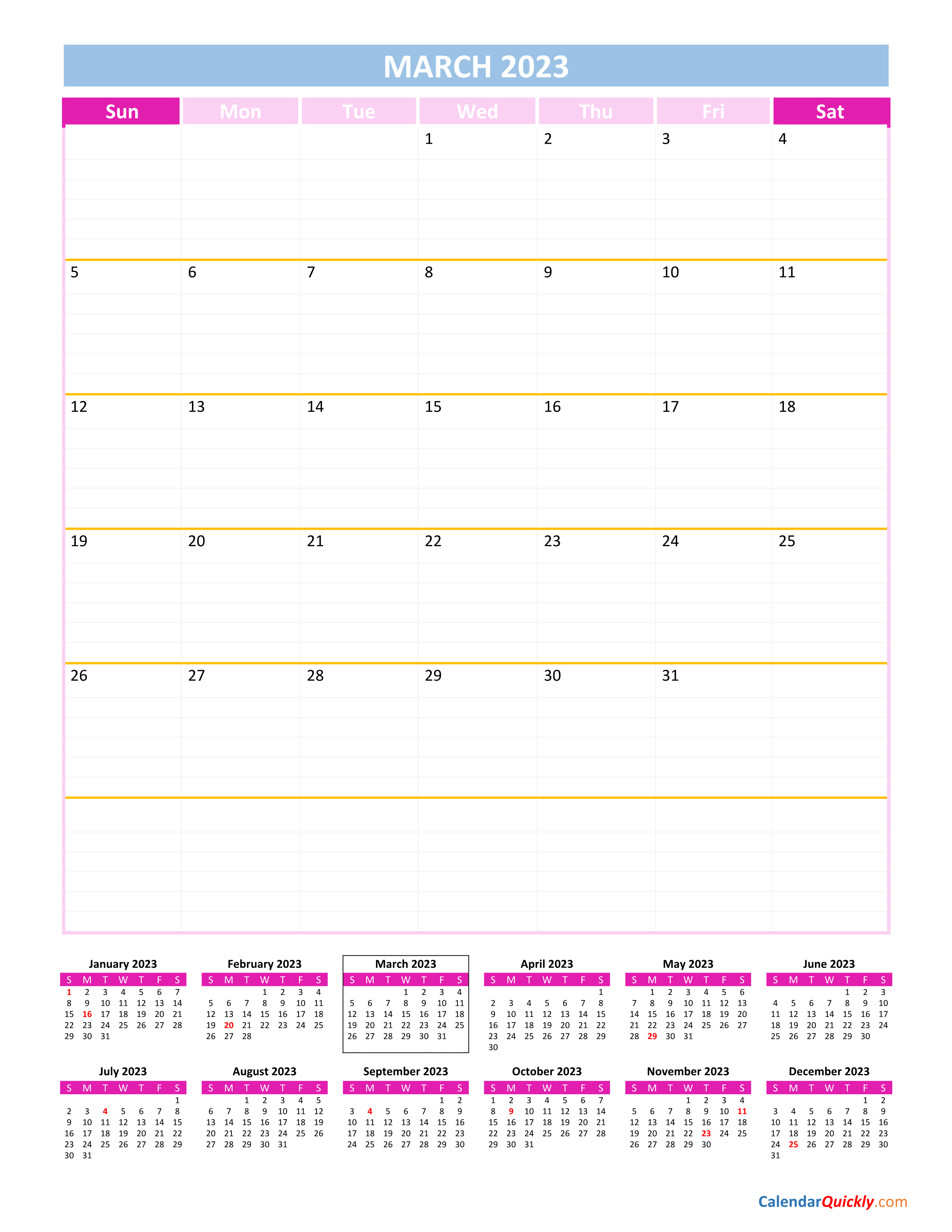 March Calendar 2023 Vertical Calendar Quickly March Calendar 2023 Vertical Calendar Quickly