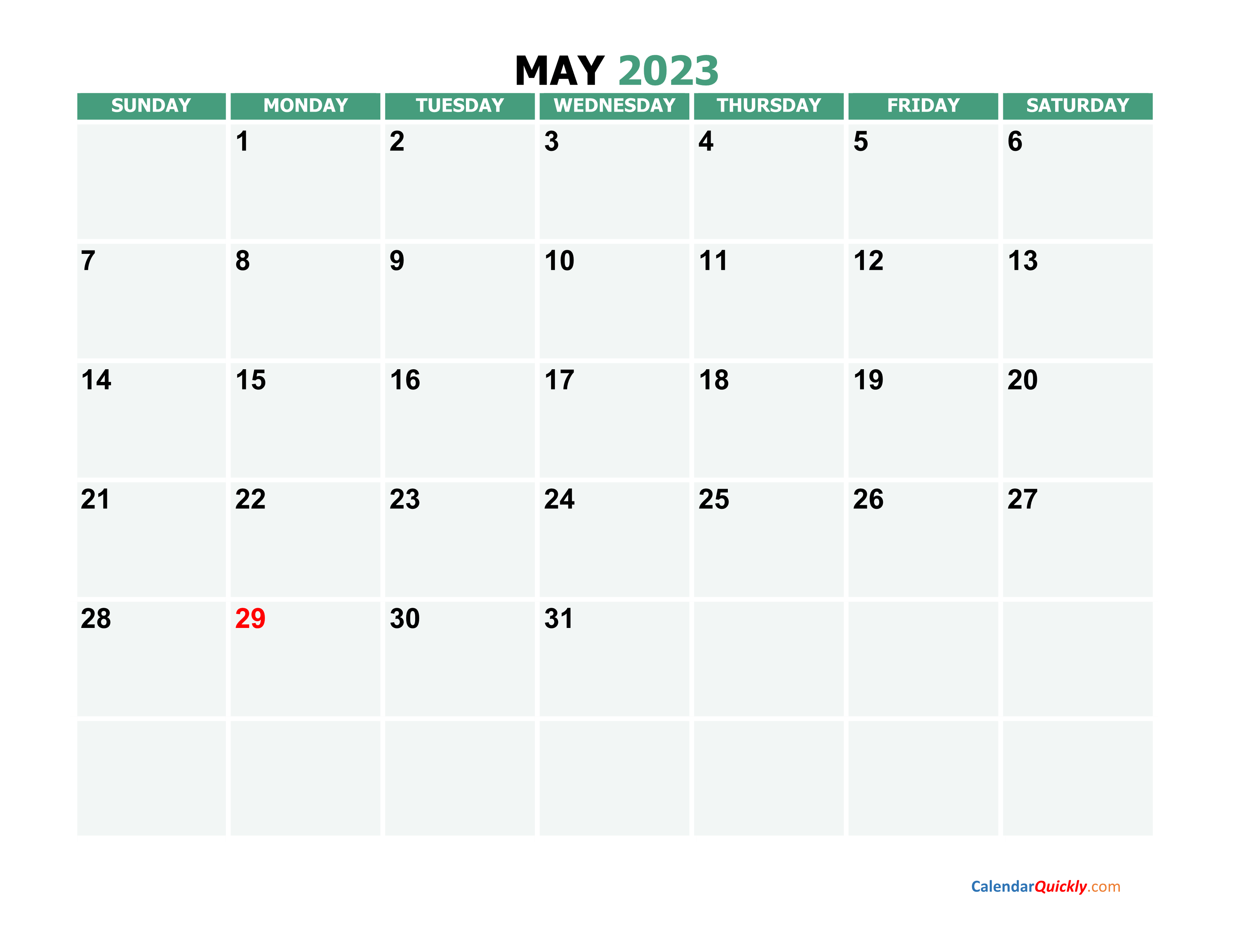 May 2023 Calendars Calendar Quickly