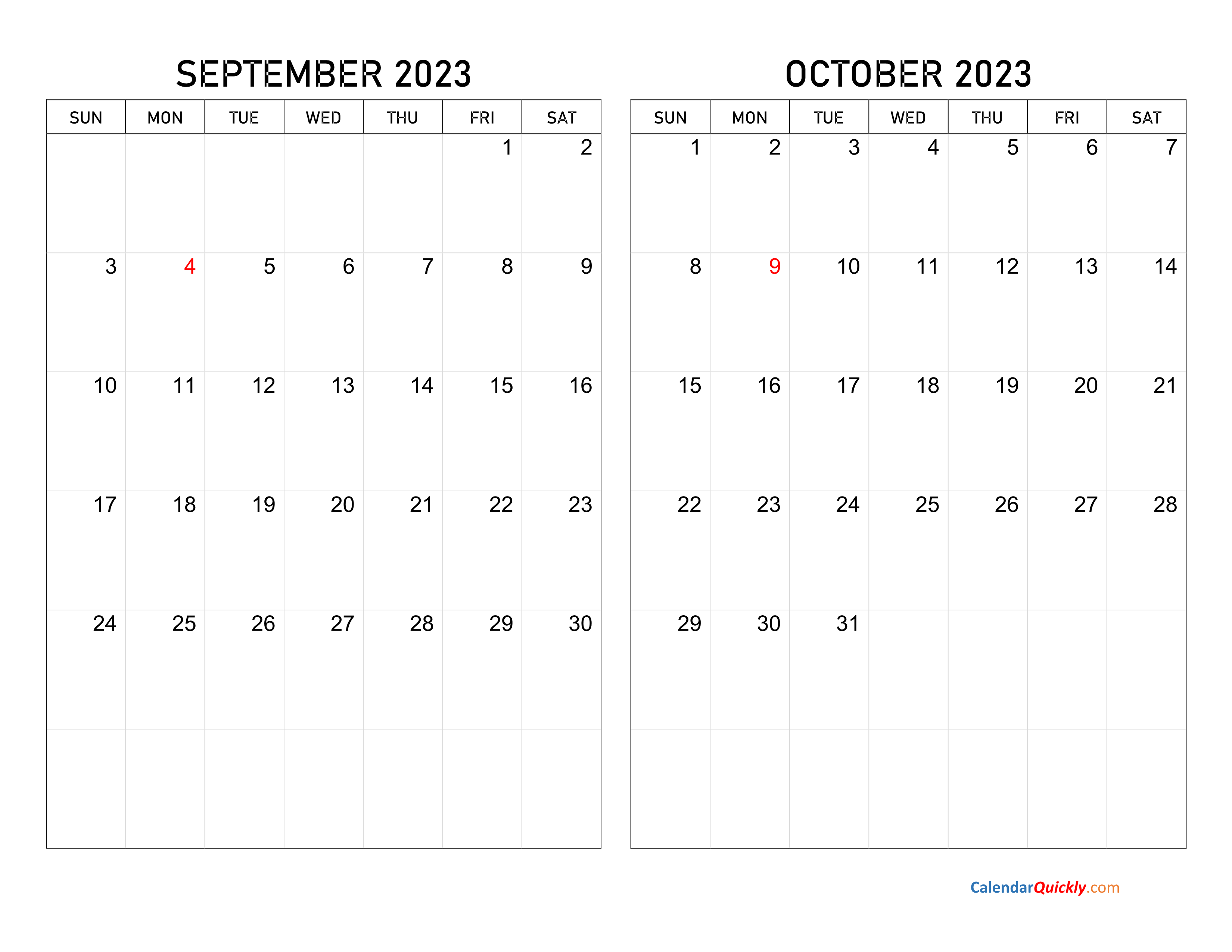 Sept Oct 2023 Calendar Printable PELAJARAN