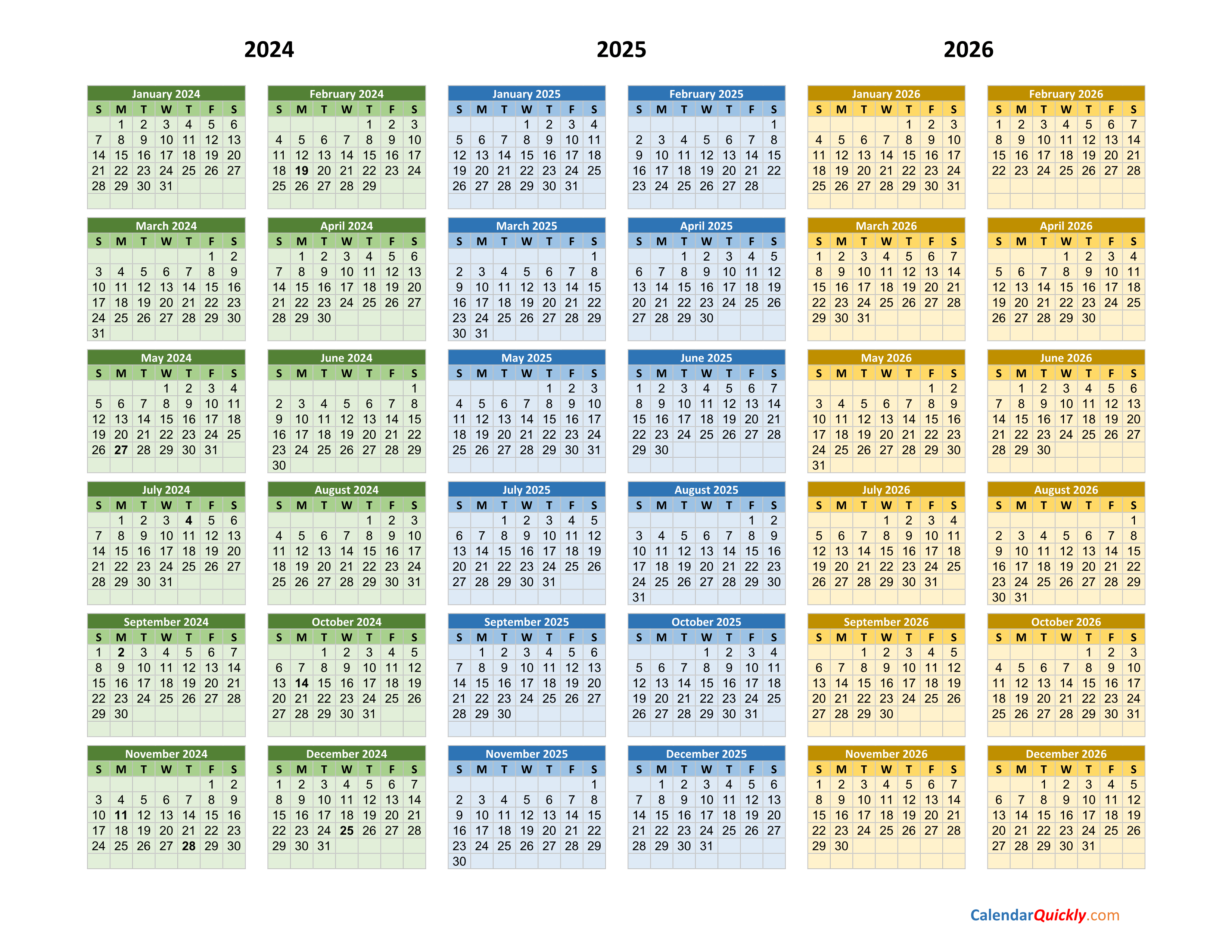 Free Printable 3 Year Calendar 2025 2026 2027: Plan Your Future With Ease - Calendrier 2025 2026 