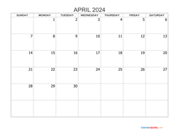 April 2024 Printable Calendar | Calendar Quickly