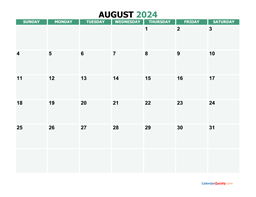 august 2024 printable calendar