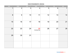 December Blank Calendar 2024 with Notes | Calendar Quickly