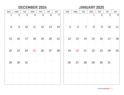 december and january 2024 calendar