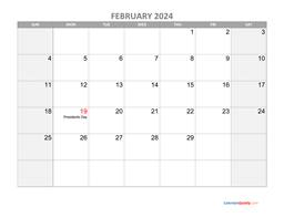 February 2024 Calendar | Calendar Quickly