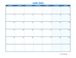June 2024 Blank Calendar | Calendar Quickly