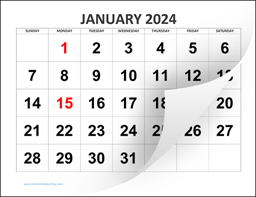 Monthly 2024 Printable Calendar | Calendar Quickly