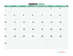March 2024 Printable Calendar