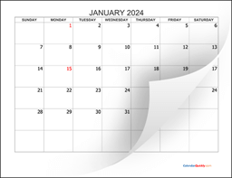 Monthly 2024 Printable Calendar | Calendar Quickly