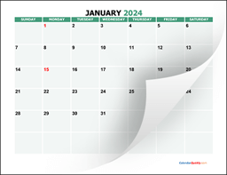 Monthly Calendar 2024 Vertical | Calendar Quickly