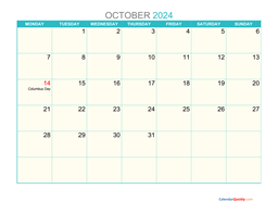 October Calendar 2024 with Holidays | Calendar Quickly