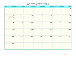 September Blank Calendar 2024 with Notes | Calendar Quickly