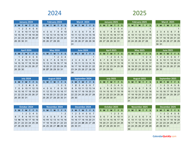 2024 and 2025 Calendar | Calendar Quickly